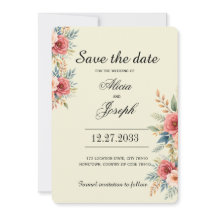 Terracotta Florais Flor Save the Date