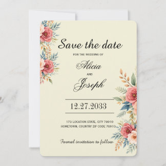 Reserve A Data Terracotta Florais Flor Save the Date