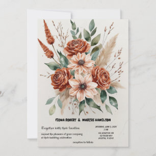 Reserve A Data Terracotta Florals Rustic Boho Wedding
