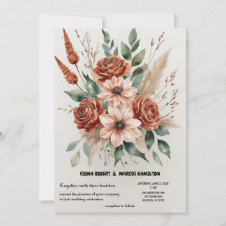 Reserve A Data Terracotta Florals Rustic Boho Wedding