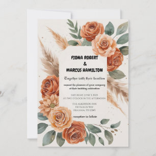 Reserve A Data Terracotta Florals Rustic Earthy Boho Wedding