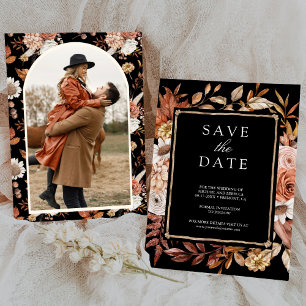 Reserve A Data Terracotta Foto Floral Casamento Negro