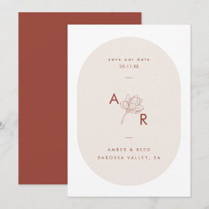 Reserve A Data Terracotta Modern Monograma Floral Duplo Arco