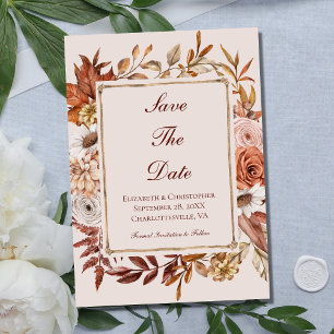 Reserve A Data Terracotta Outono Floral Outono Pêssego Marrom Cas
