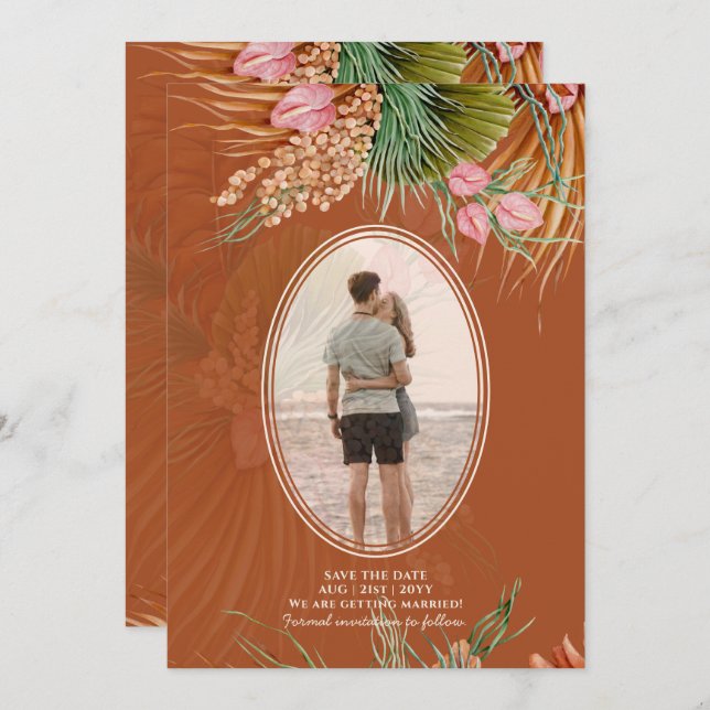 Reserve A Data Terracotta Pampas Grass PHOTO Casamento Salve A Da (Frente/Verso)