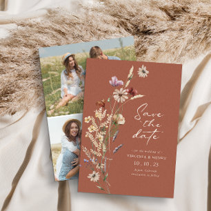 Reserve A Data Terracotta Photo Boho Salvar A Placa Plana Data