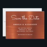 Reserve A Data Terracotta Shimmer Ombre Wedding<br><div class="desc">Casamento minimalista salvo a data com um moderno roteiro de caligrafia manuscrito. Os nomes dos casais e outras informações sobre eventos de casamento apresentam um estilo de fonte moderno para todos os bonés. Um fundo decorativo de arte digital moderna.</div>