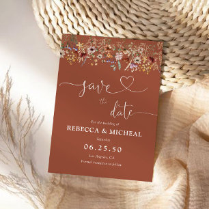 Reserve A Data Terracotta Tiny Wildflower Save The Date Card