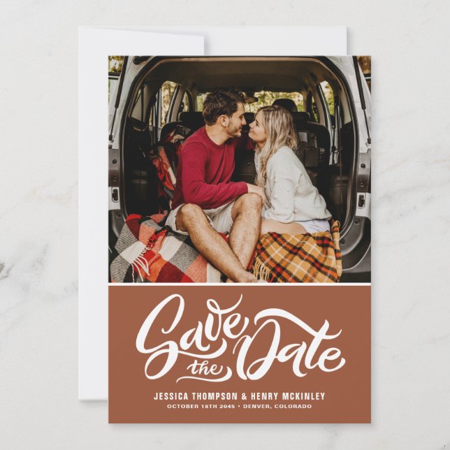 Reserve A Data Terracotta Whimsical Hand Lettered Photo Overlay (Frente)