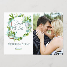 Reserve A Data Terrário de Vidro de Aquarela Suculto Salvar Data