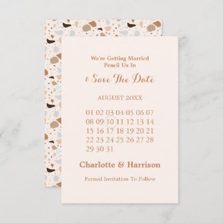 Reserve A Data Terrazzo Abstrato Modern Earthy Wedding