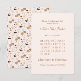 Reserve A Data Terrazzo Abstrato Moderno Terroso Casamento