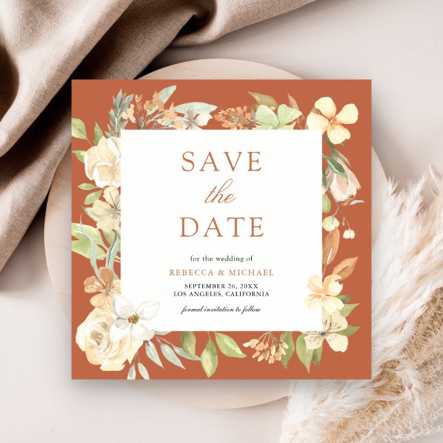 Reserve A Data Terthy Peach Floral Terracotta Wedding (Criador carregado)