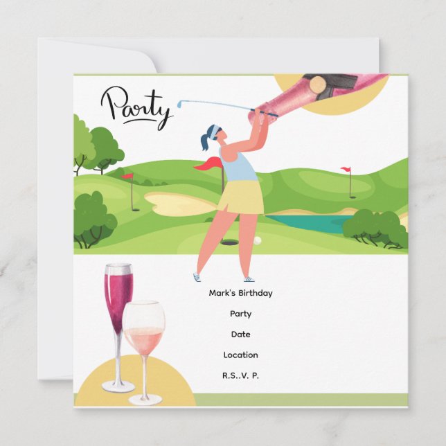 Reserve A Data Teto Par de Vamos Golfer para Festa (Frente)