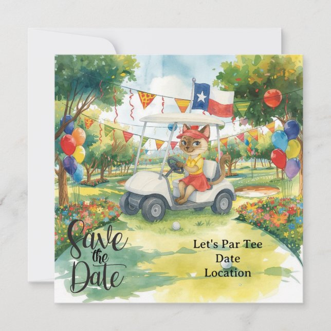 Reserve A Data Texas Birthday Themed for GOLFER Cat Lovers (Frente)