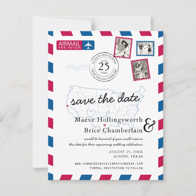 Reserve A Data Texas Norte California Airmail Salve a data (Frente)