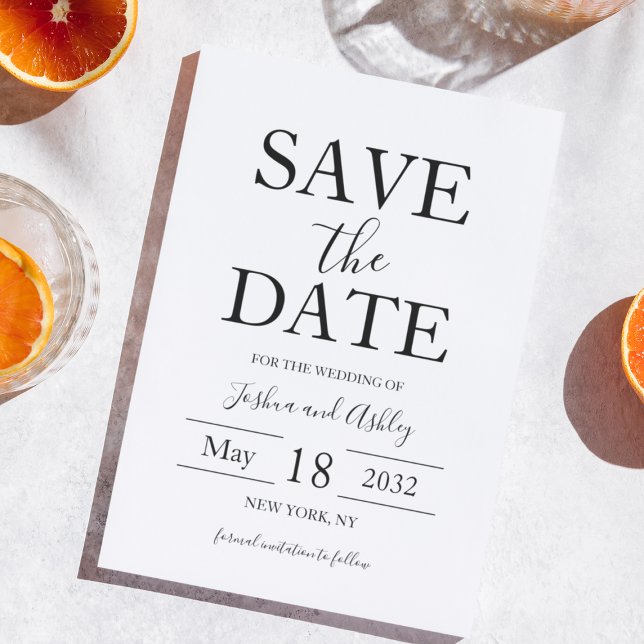 Reserve A Data Texto do Script Casamento Elegante Preto e Branco (Script Text Black and White Elegant Wedding Save The Date
)