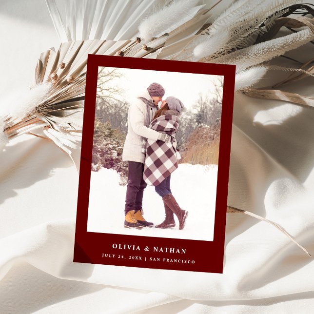 Reserve A Data Texto e foto do elegante vermelho escuro | Casamen (Criador carregado)