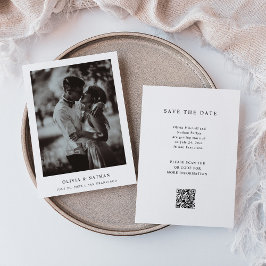 Reserve A Data Texto e Foto Elegante Simples | Código QR de Casam
