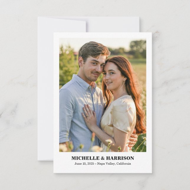 Reserve A Data Texto Simples Casual e Divertido, Foto Salvar Data (Frente)