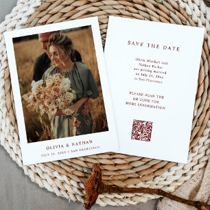 Reserve A Data Texto vermelho branco e escuro e código QR de casa