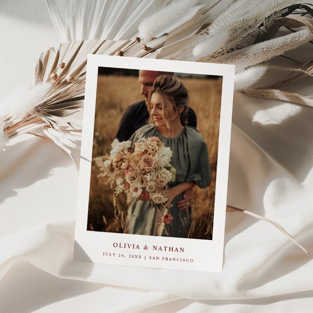 Reserve A Data Texto vermelho branco e escuro e foto | Casamento (Criador carregado)