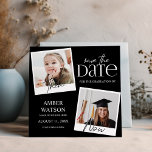 Reserve A Data Then And Now | 2 Photo Graduation<br><div class="desc">Modern then and now 2 photo graduation save the date cards,  featuring 2 photos of the graduate from different stages in their life. The minimalistic card comes with a stylish announcement template which is easy to edit and personalize.</div>