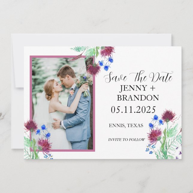 Reserve A Data Thistle Elegant Scottish Purple Floral Photo (Frente)