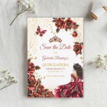 Tiaro Dourado Vermelho Rosas Quinceañera