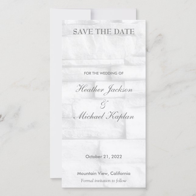 Reserve A Data Tijolos De Parede Casamento Profissional Minimalis (Frente)