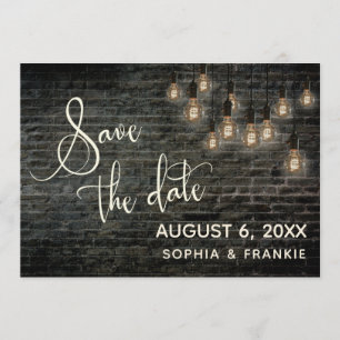 Reserve A Data Tijolos industriais, luzes de vintage, salvem a da