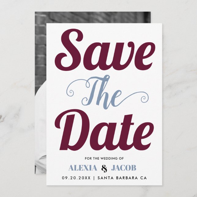 Reserve A Data Típica azul, e fotografia no verso (Frente/Verso)