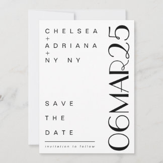 Reserve A Data Tipografia Art Déco Moderna Preto Branco