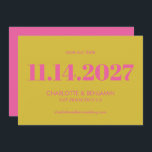 Reserve A Data Tipografia Cor-de-rosa-claro-escuro e amarela mode<br><div class="desc">Típica cor-de-rosa-escuro e amarela moderna salva a data</div>