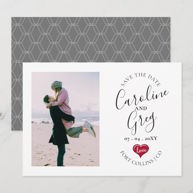 Reserve A Data Tipografia do Na moda moderno Love Salva a Foto da (Frente/Verso)