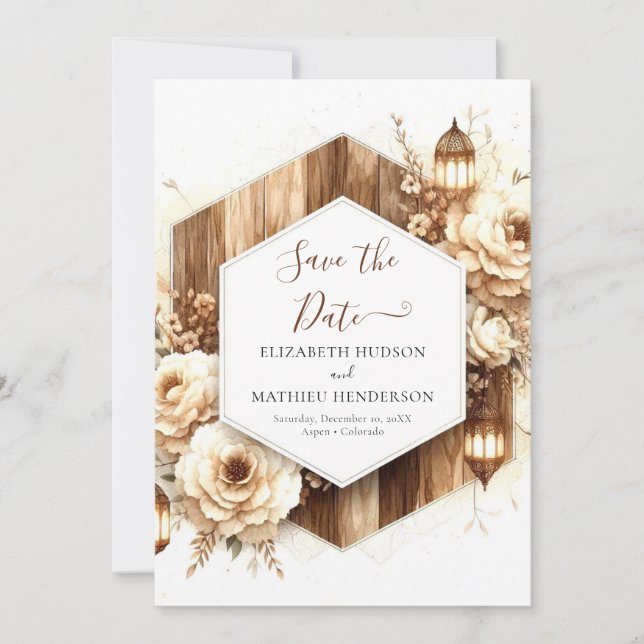 Reserve A Data Tipografia Floral Casamento Russo (Frente)