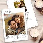 Reserve A Data Tipografia Minimalista Moderna 2 Foto Salvar Data<br><div class="desc">Este moderno cartão de data save apresenta um design minimalista que oferece espaço para duas fotos. O texto na moda é exibido em um fundo branco limpo. O texto personalizado,  no verso,  permite que você adicione seus detalhes de casamento.</div>