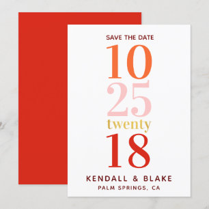 Reserve A Data Tipografia Minimalista Vermelha, Laranja e Rosa