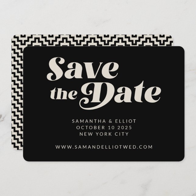 Reserve A Data Tipografia Retrorística Negra Casamento Sonolento  (Frente/Verso)