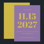 Reserve A Data Tipografia Roxo-Brilhante e Amarelo Moderna<br><div class="desc">Tipografia roxa-branca-negra e amarela moderna salva a data</div>