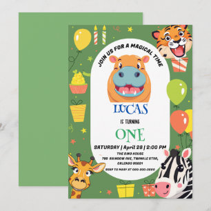 Reserve A Data Tiro divertido Zebra Hippo safari zoo Wilthday