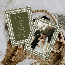Reserve A Data Toalhinha de Renda Vintage Verde Foto Casamento