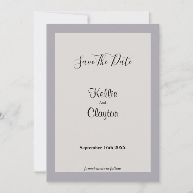 Reserve A Data Tons de Cinza Quadro Salve a Data (Frente)