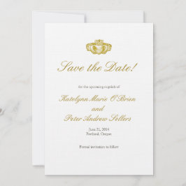 Reserve A Data Toque de Claddagh Dourado Salve a Placa de Data