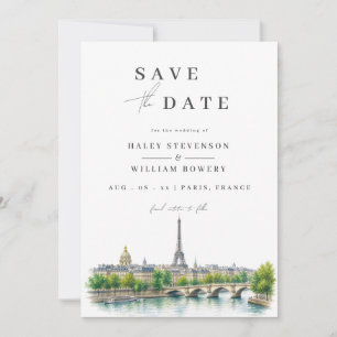 Reserve A Data Torre Eiffel Paris França Foto Aquarela Casamento