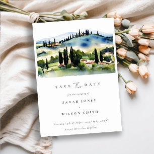Reserve A Data Toscana Itália Elegante Aquarela Paisagem