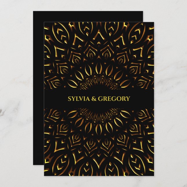 Reserve A Data Tradicional Art Deco casamento étnico elegante de  (Frente/Verso)