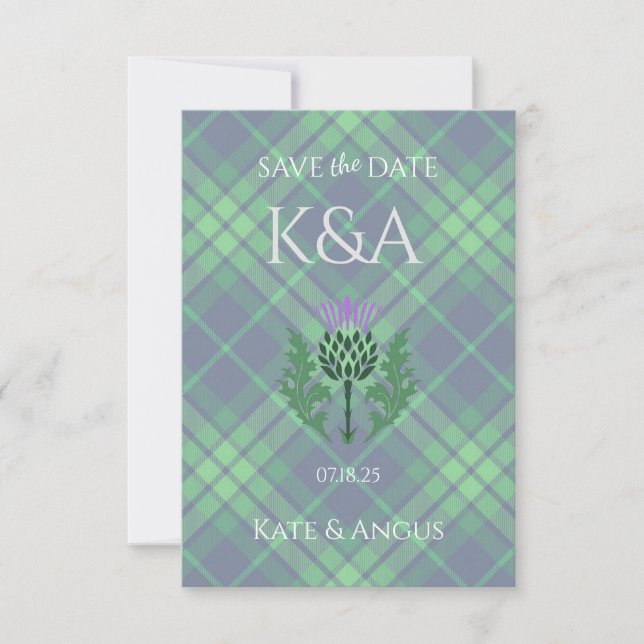 Reserve A Data Tradicional Scottish Tartan e Scotland Thistle (Frente)