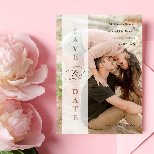 Reserve A Data Transparency Photo Script Cut Paper Effect Wedding (Transparency Photo Script Cut Paper Effect Wedding Save The Date with Envelope.)