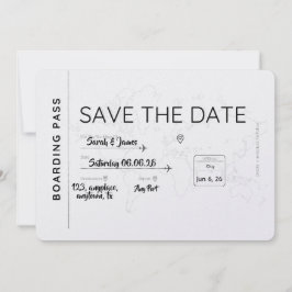 Reserve A Data travel lover save the date boarding pass